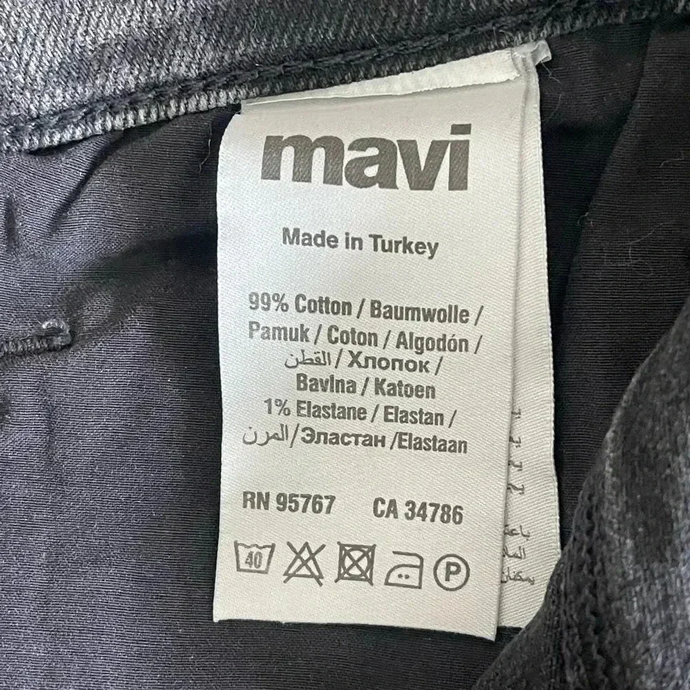Mavi Jake Jeans Mens 36 x 34 Black Wash Slim Leg Distressed Jeans